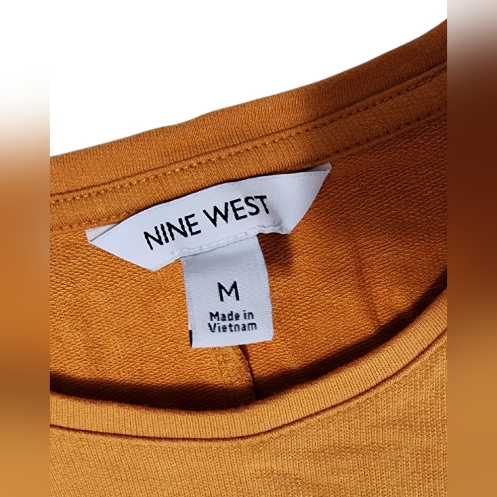 Nine West Women's Medium Front Tie Casual wear cap Sleeve Dress. Mustard Yellow - Picture 3 of 6